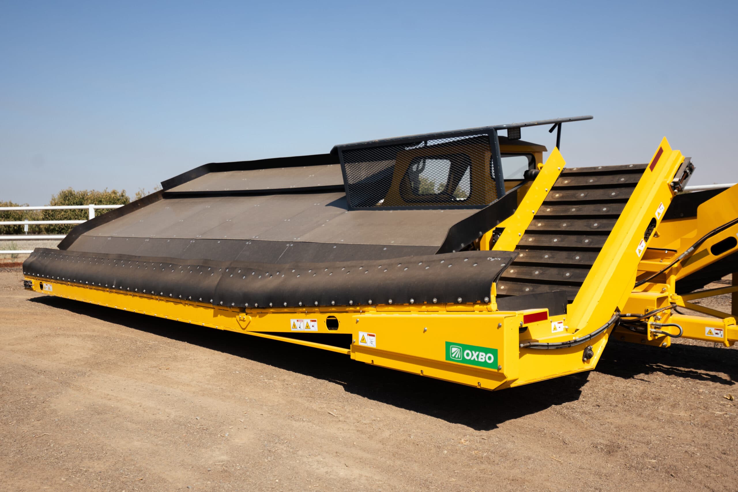 An Oxbo Pistachio Harvester prepares for harvest in California.